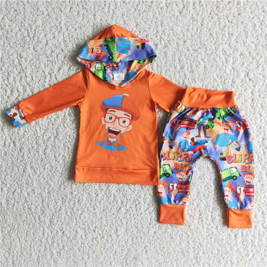 Cartoon orange boys hooded outfits