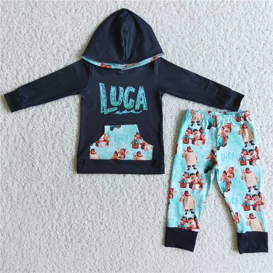 Cartoon black boys hooded outfits