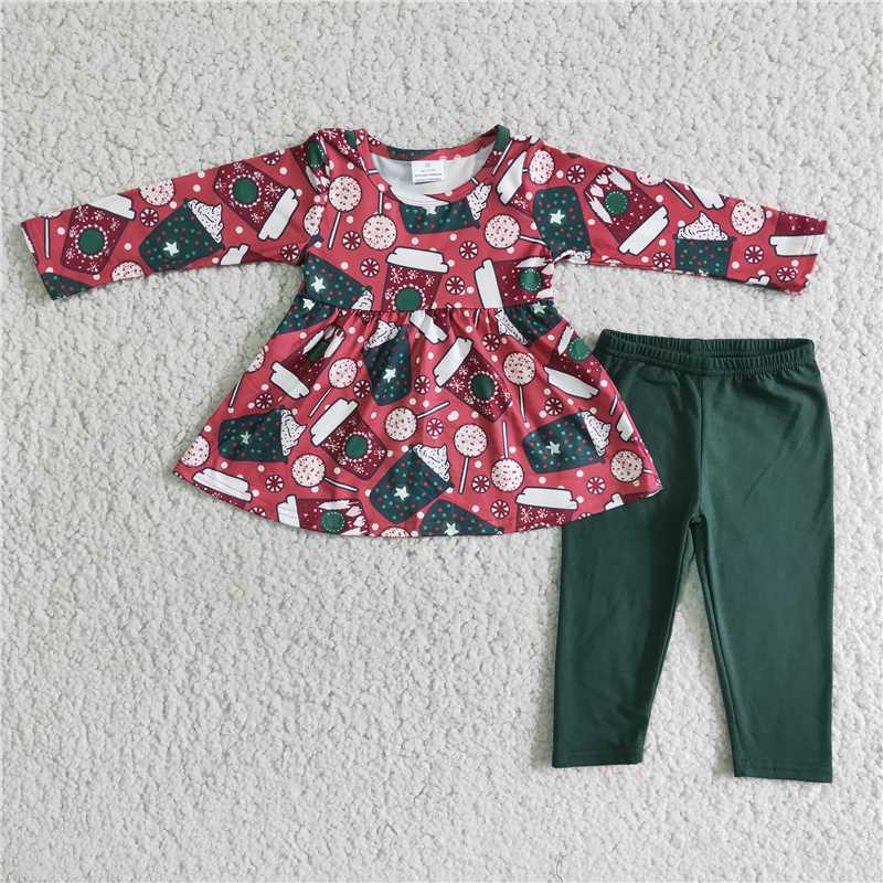 6 A18-29 Girls Clothing Long Sleeve Long Pants Cartoon Print