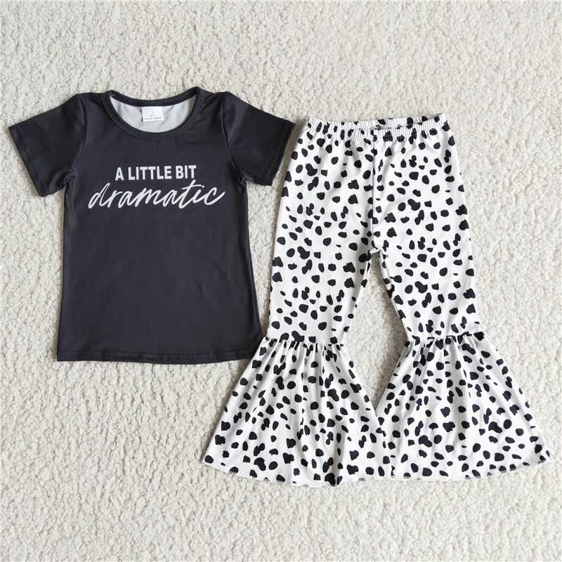 black letter spot dots pattern long pants set