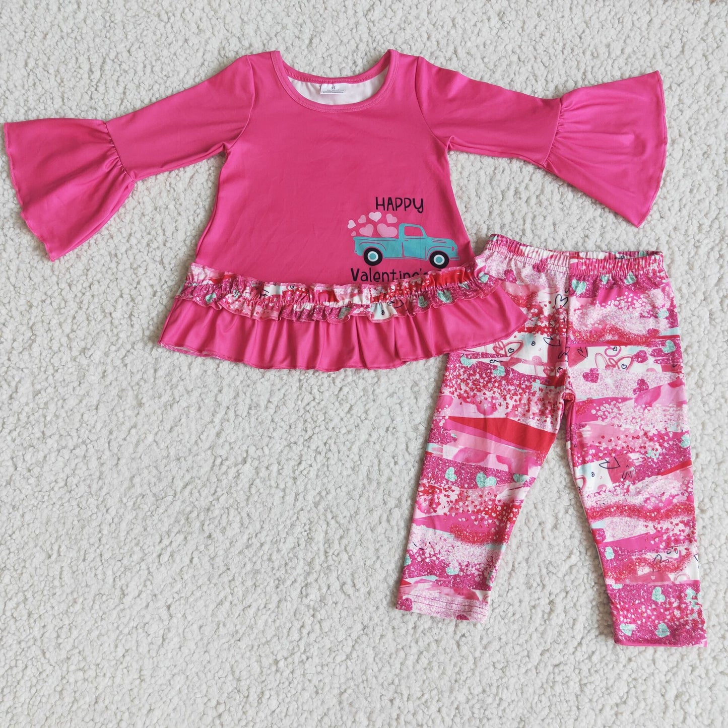 Valentine day clothes pink tie dye girl set