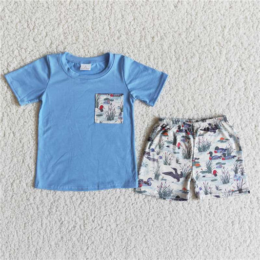 ducks pocket boy short sleeve pants set