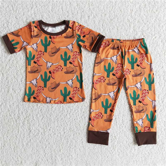 E8-11 heifer cactus pattern boy long pants set