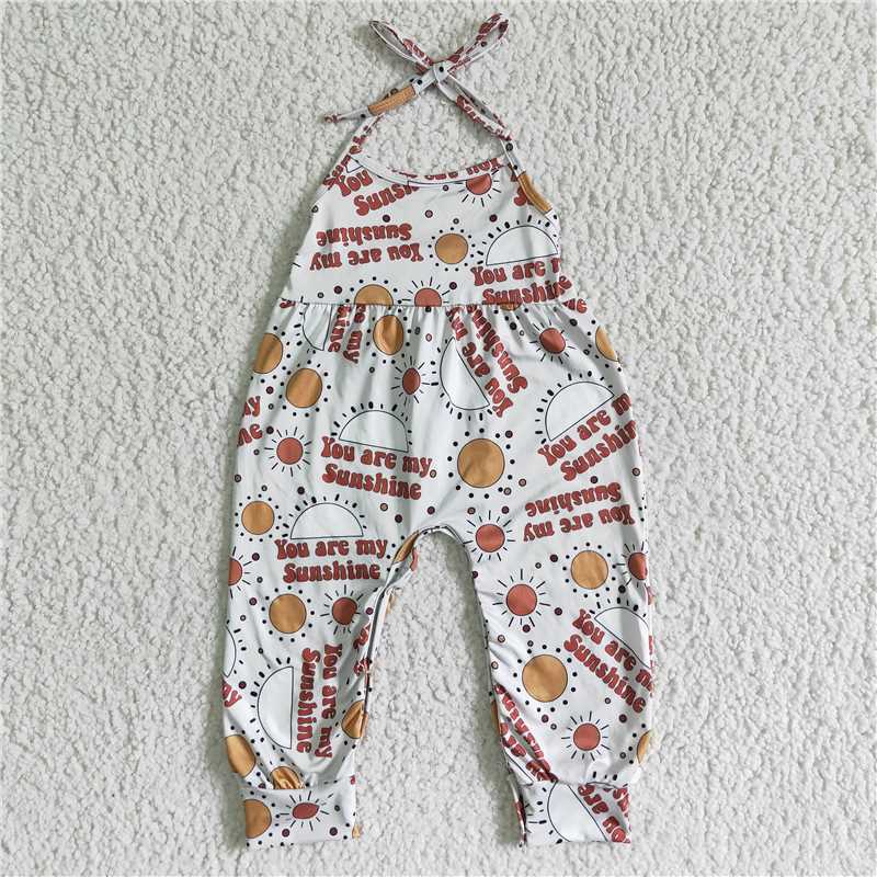 SR0051 Girls sun alphabet tie jumpsuit