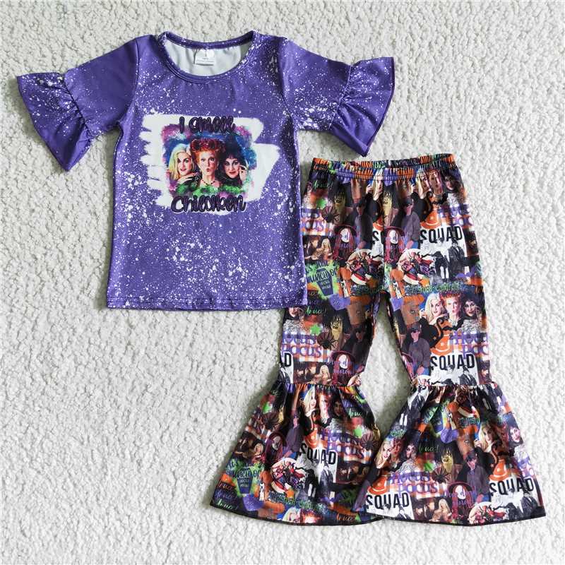 GSPO0105 girls outfit short sleeve and long pants cartoon print