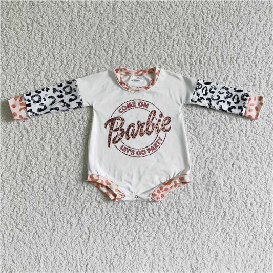 LR0010 baby clothing Leopard print long sleeve bodysuit milk silk baby romper