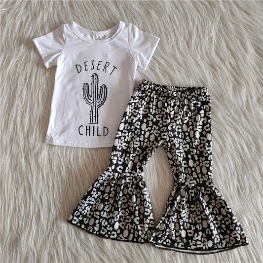 white desert child pattern long pants set