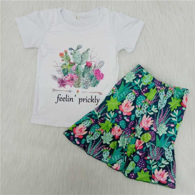 Girls cactus white t-shirt shorts outfit