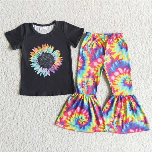 A6-24 girls outfit black short sleeve and long pants