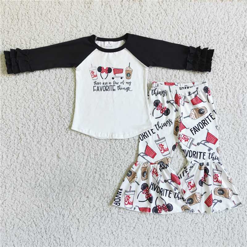 6 B7-19 girls outfit long sleeve and long pants cartoon print