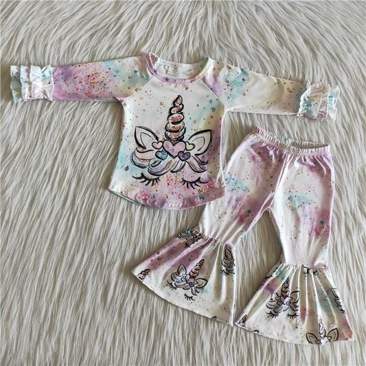 RTS NO MOQ ETA 5/7days Arrived  6 B3-16  girls clothing long sleeve long pants  baby girl outfit milk silk cartoon print