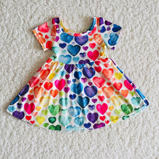 Colorful Love Valentine's Short Sleeve Dress