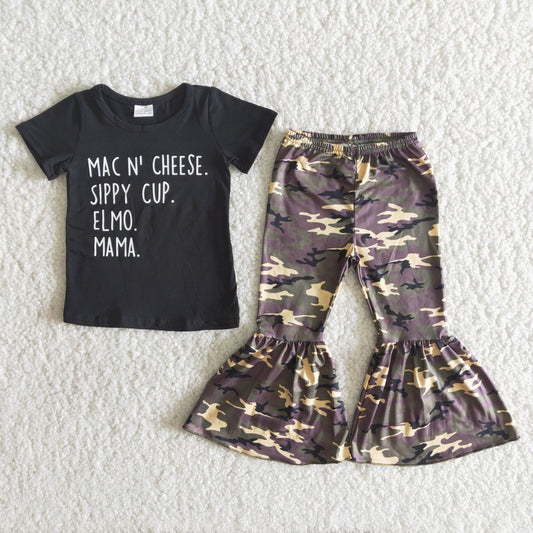 black letter camouflage pattern long pants set