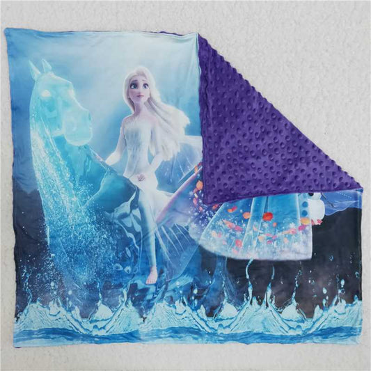 6 B1-36 princess and horses purple blanket