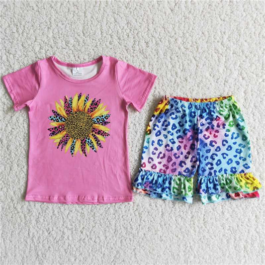 D11-11 Summer short sleeve and short pants flower print milk silk