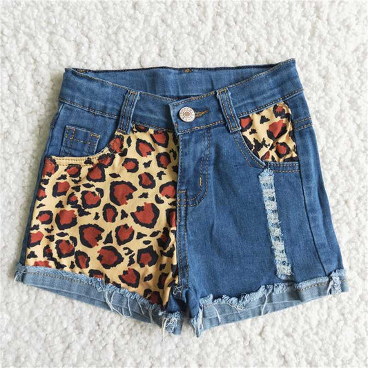 Leopard   Denim summer Shorts