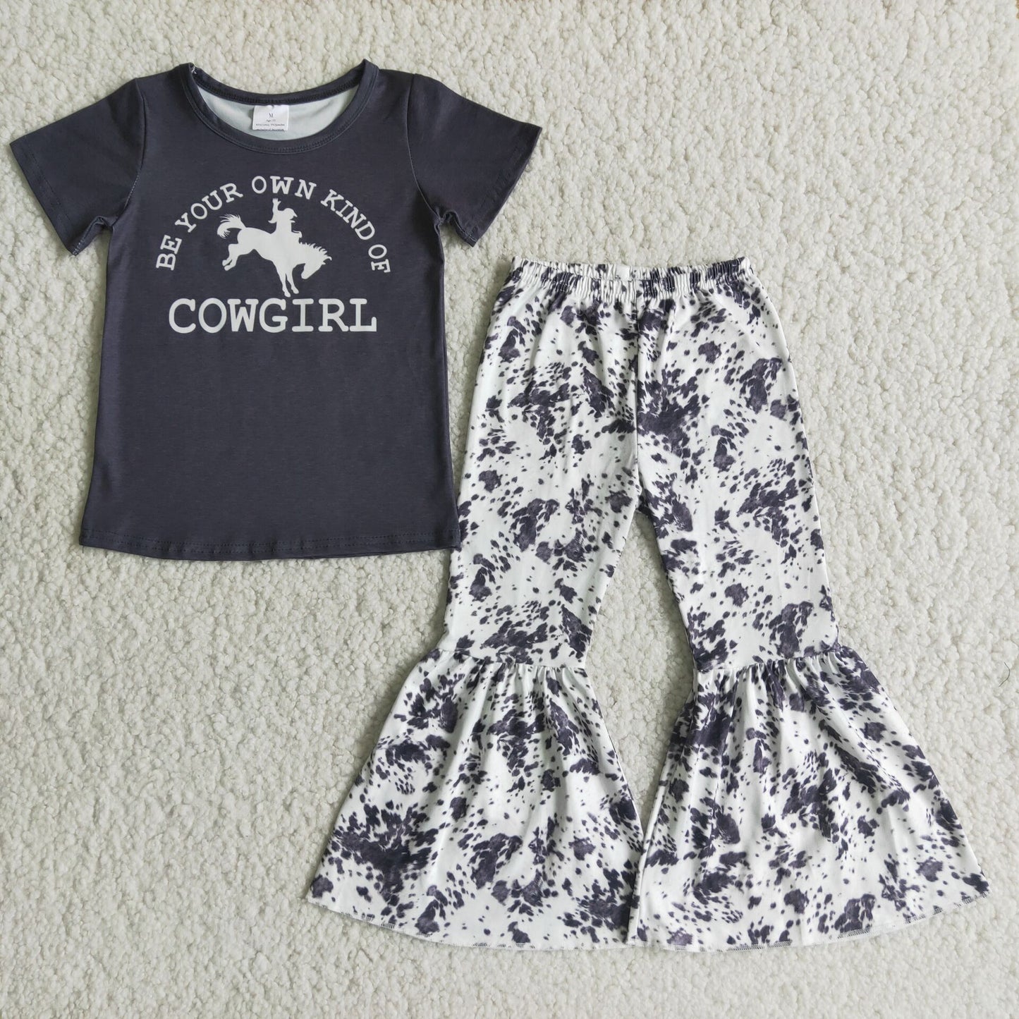 cowgirl letter pattern long pants set