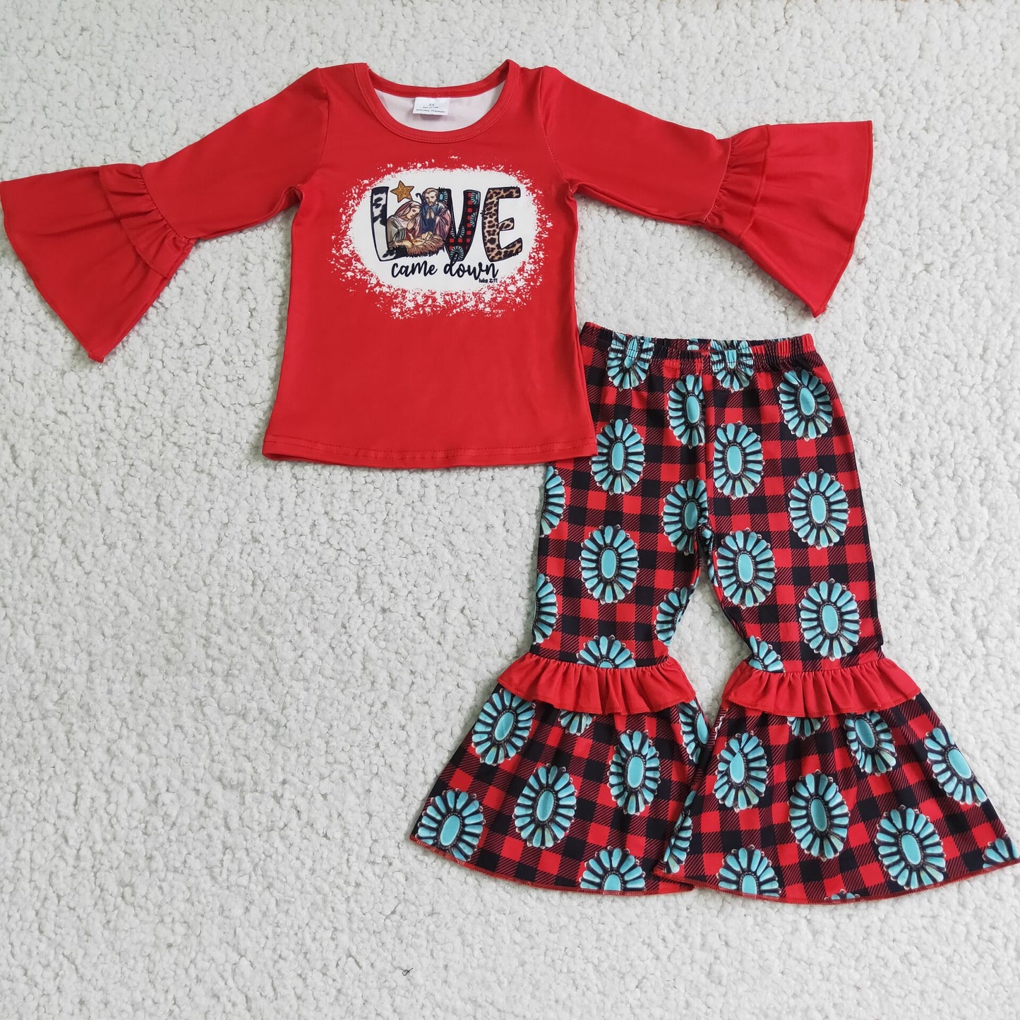 6 A7-28 girls outfit long sleeve and long pants cartoon print