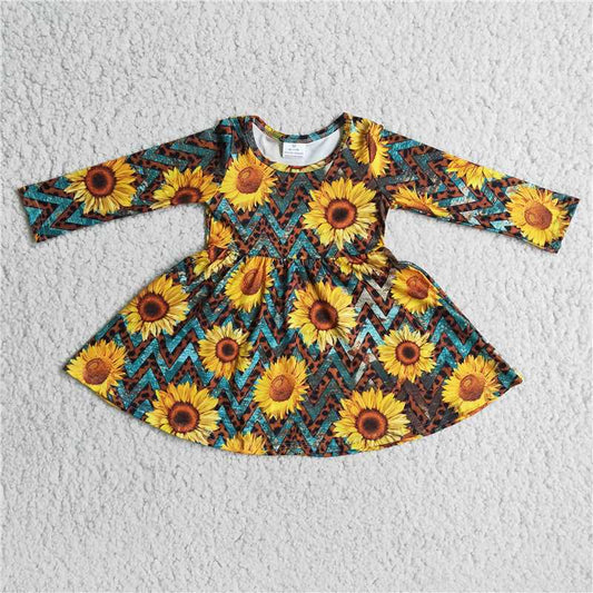 long sleeve dress sunflower print