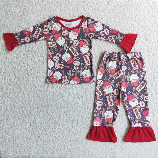 Girls Guitar Santa Pajama Set