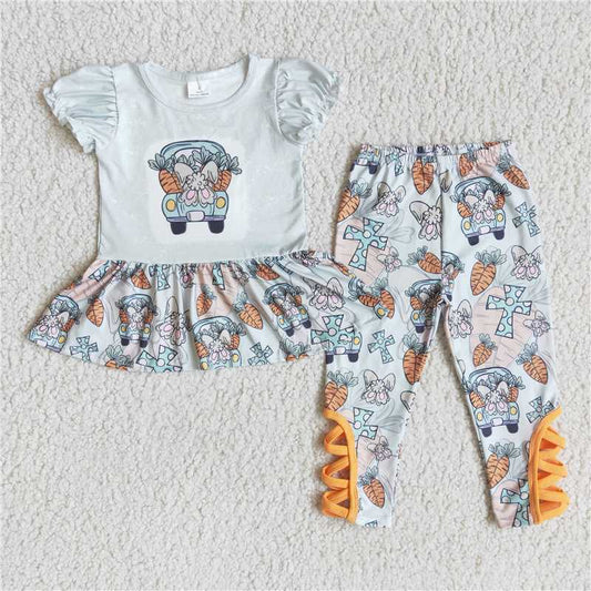 Carrot Cross Short Sleeve Pants Set