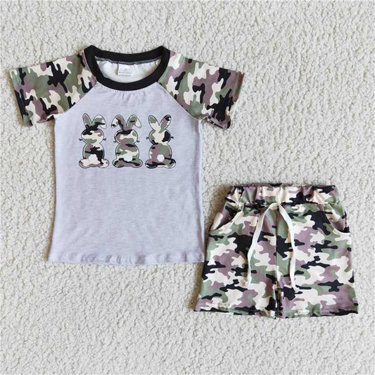 Boys Rabbit Camo Short Sleeve Shorts Set