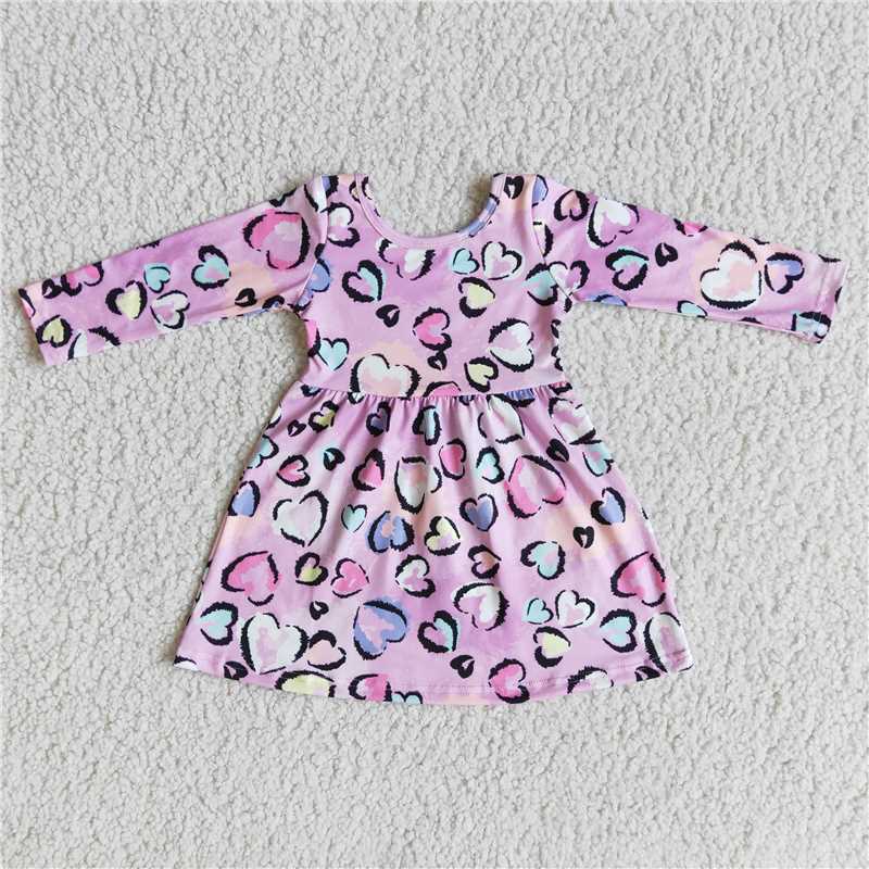 6 A25-18 baby clothing long sleeve kids dresses for girls milk silk leopard print