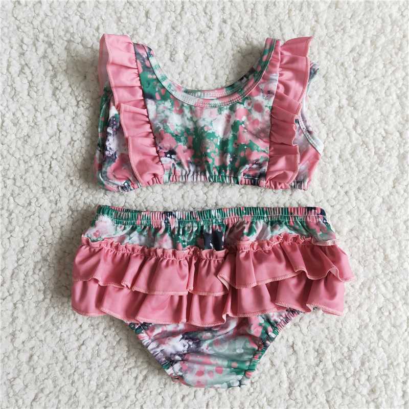 E9-20 2pcs flower pattern swimsuit outfit