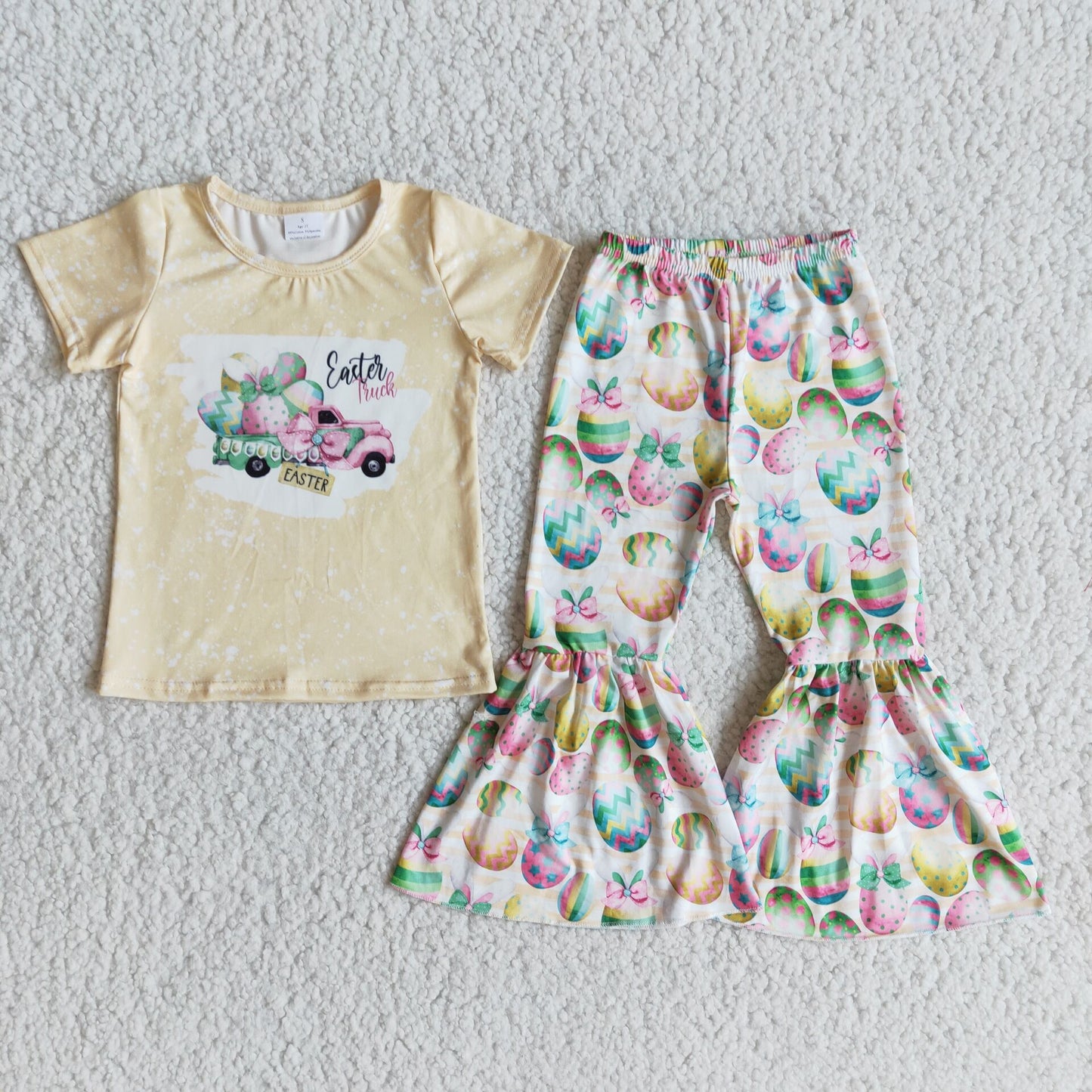 Easter Truck Short Sleeve Egg Flare Pants Set