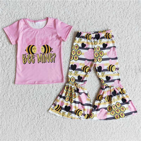 bee mine love pattern long pants set