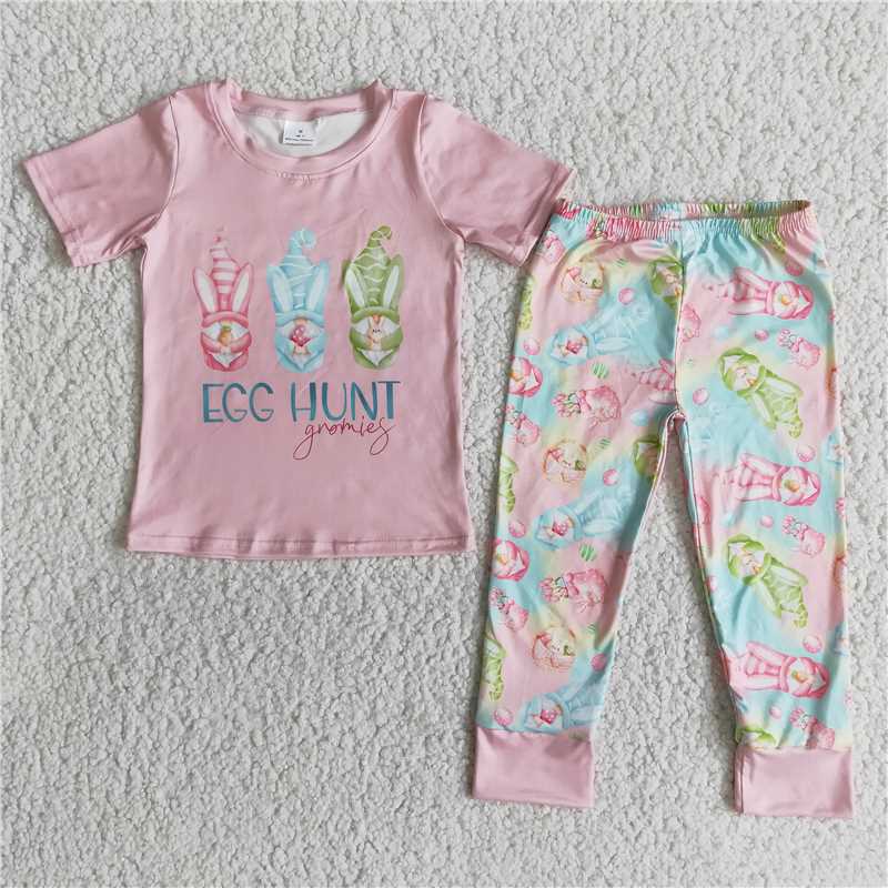 egg hunt bunny pattern long pants set