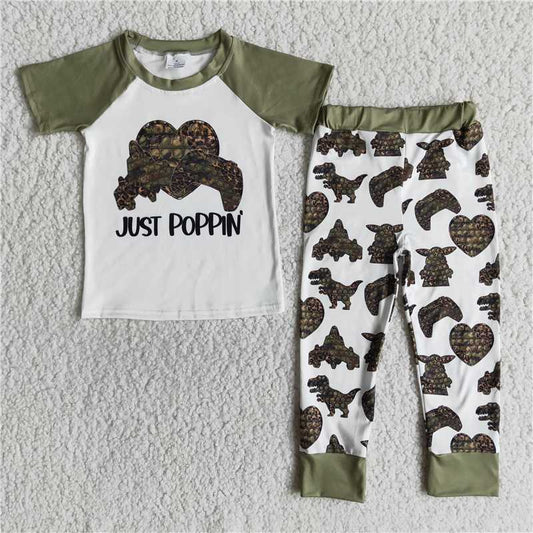 dinosaur pattern boy long pants set