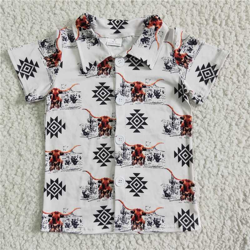 BT0017 Boys Cow Print Shirt Top