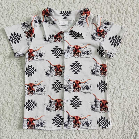 BT0017 Boys Cow Print Shirt Top