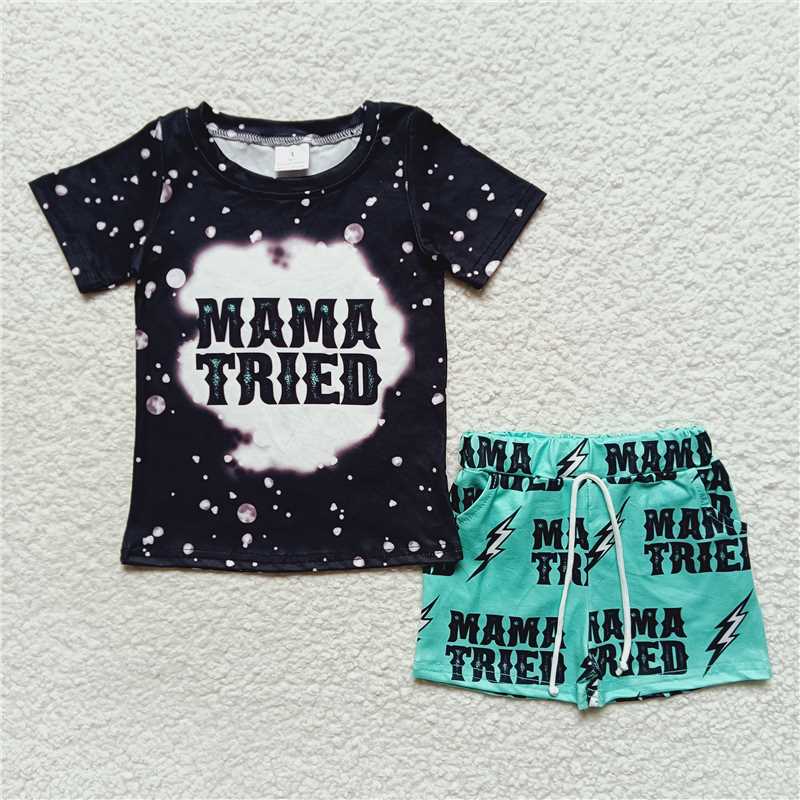 BSSO0200 Boys' MAMA TRIED Short Sleeve Shorts Set