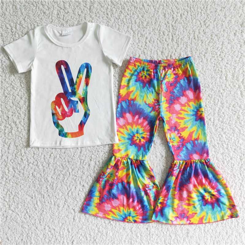 Aa-2 Gesture white top tie-dye flared pants