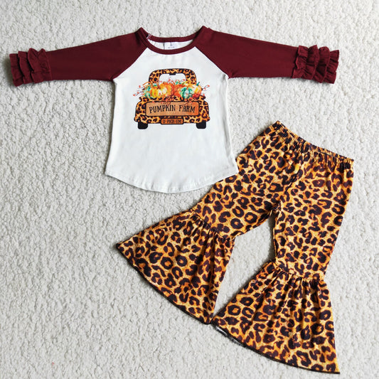 Pumpkin Car Lace Long Sleeve Leopard Pants