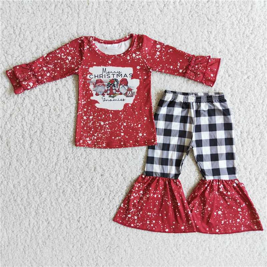 6 B5-17 girls christmas outfit long sleeve and long pants cartoon print