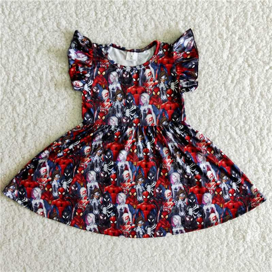 B11-7 Girl Spider Man Flying Sleeve Dress