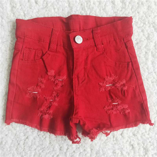 red  color   Denim summer Shorts