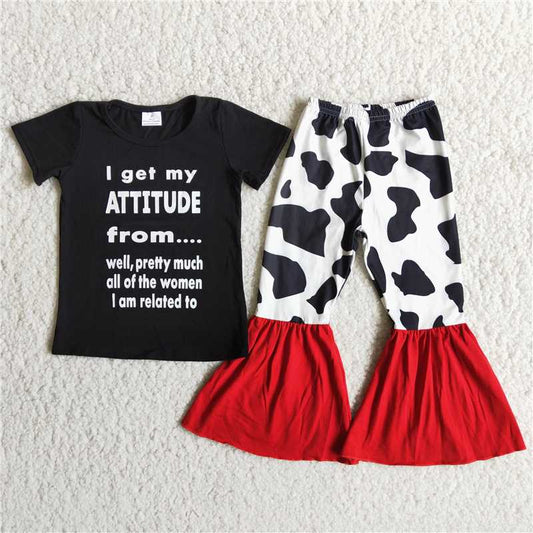 D12-20 girls outfit short sleeve and long  pants letter print