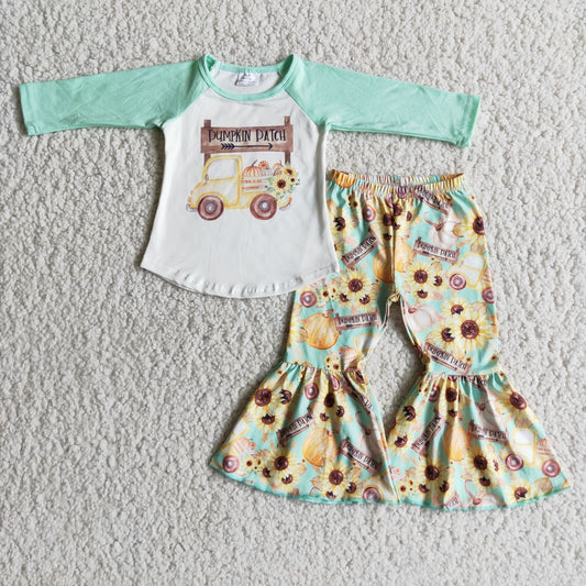 pumpkin patch top sunflower pumpkin flared pants set