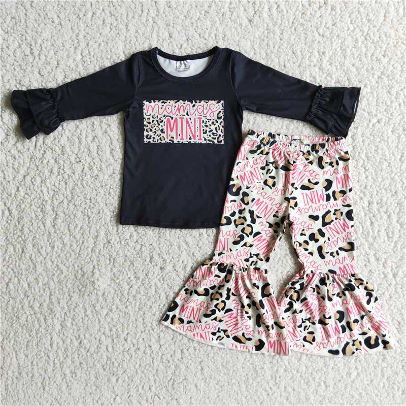 leopard mini letter print girl set