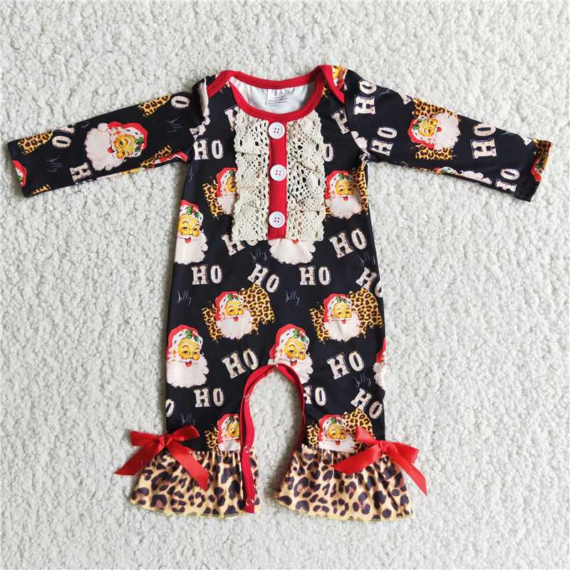 Christmas santa design HO long sleeve romper