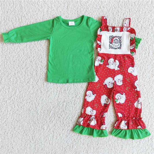 6 C7-4 girls christmas clothes long sleeve top with long pants overalls cartoon print