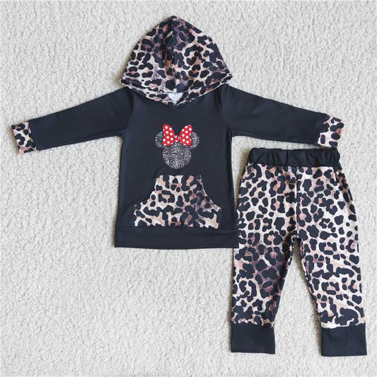 6 A0-14 black leopard hoodie set with pocket