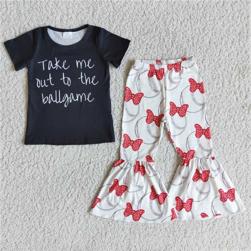 take me out to the ballgame pattern long pants set