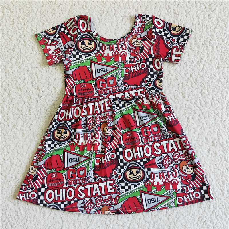 GSD0113 girls dress summer dress  baby clothing over knee short sleeve dress milk silk