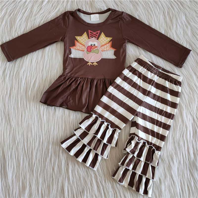 Thanksgiving turkey print pants set