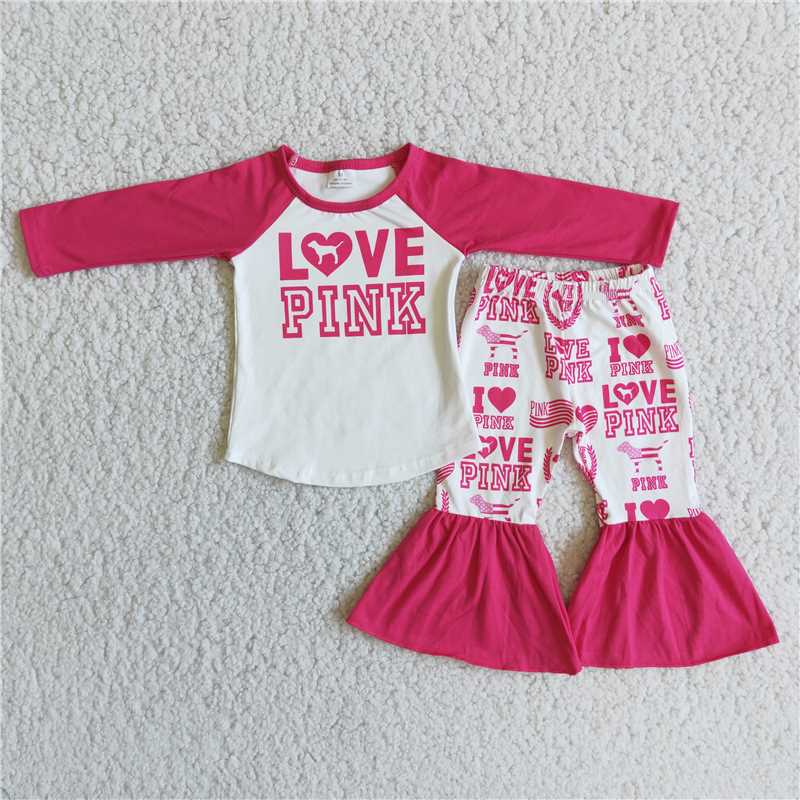 Valentine love pink set girl outfits